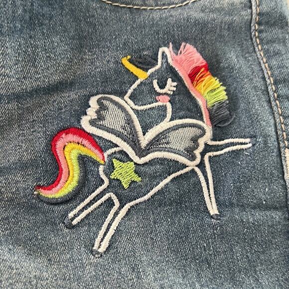 Vigoss The Chelsea Shorts Girls 6 Blue Denim Jeans Shorts Rainbow Unicorn - Picture 9 of 9